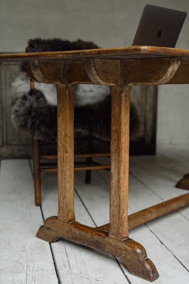 Mid 20th Century Limed Oak Refectory Table / Desk