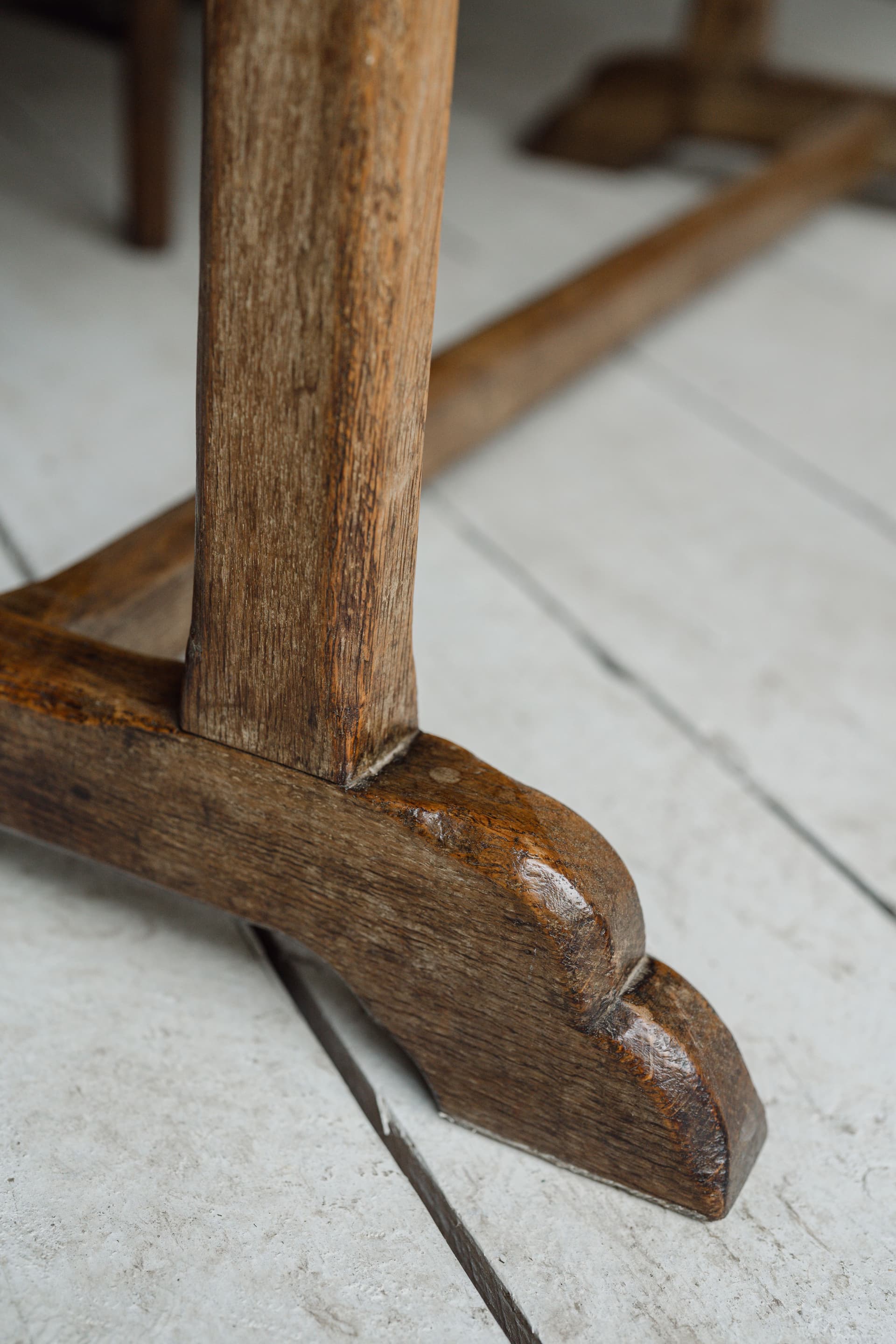 Mid 20th Century Limed Oak Refectory Table / Desk