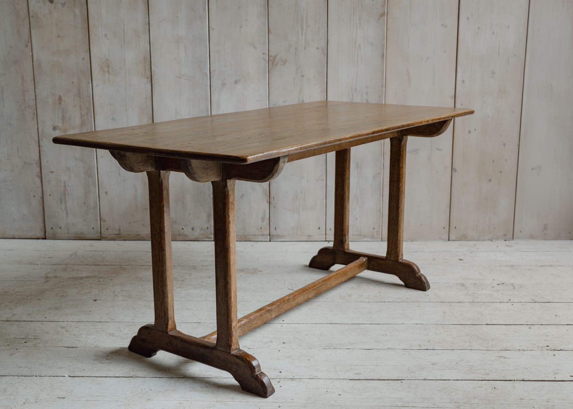 Mid 20th Century Limed Oak Refectory Table / Desk