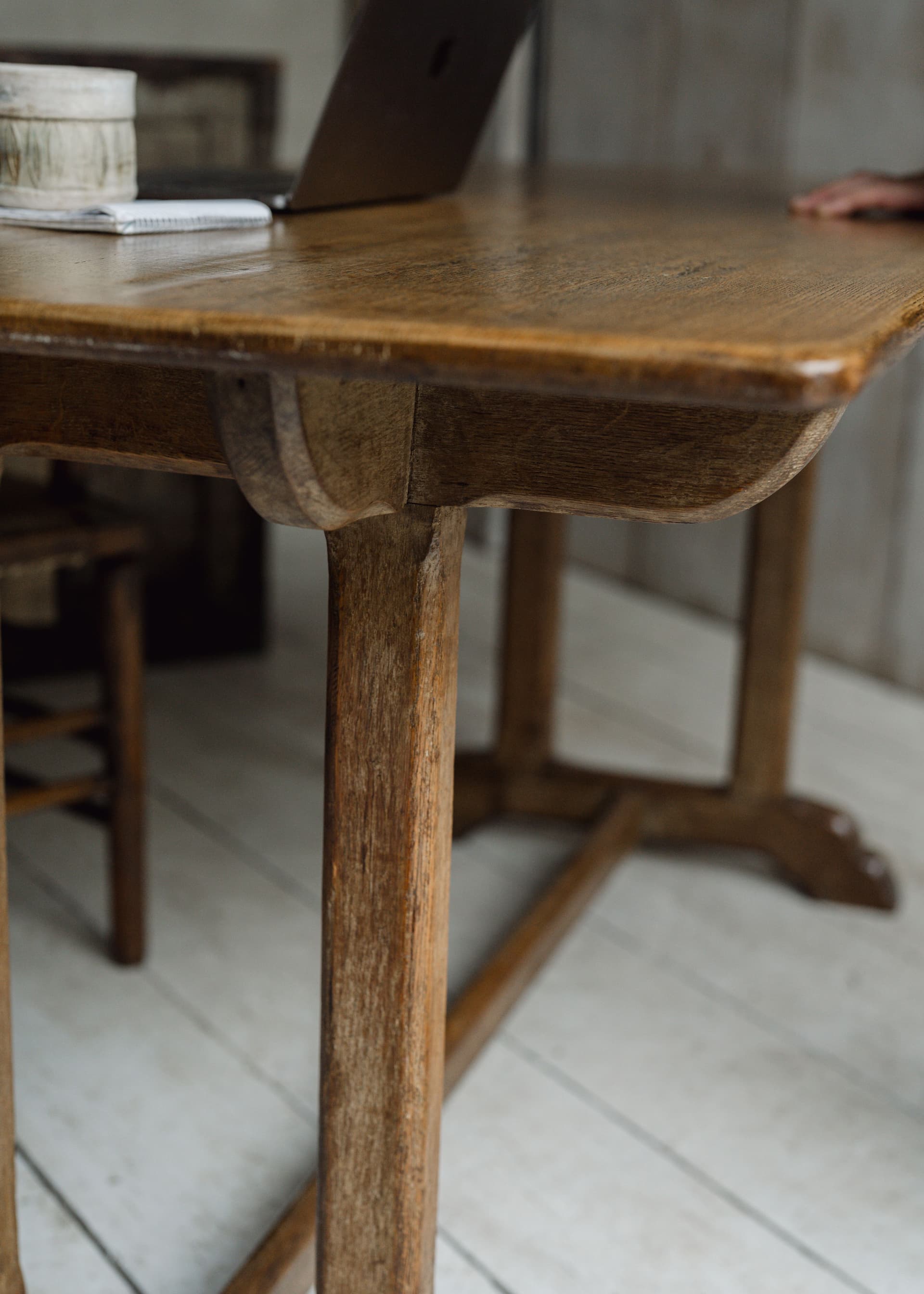 Mid 20th Century Limed Oak Refectory Table / Desk