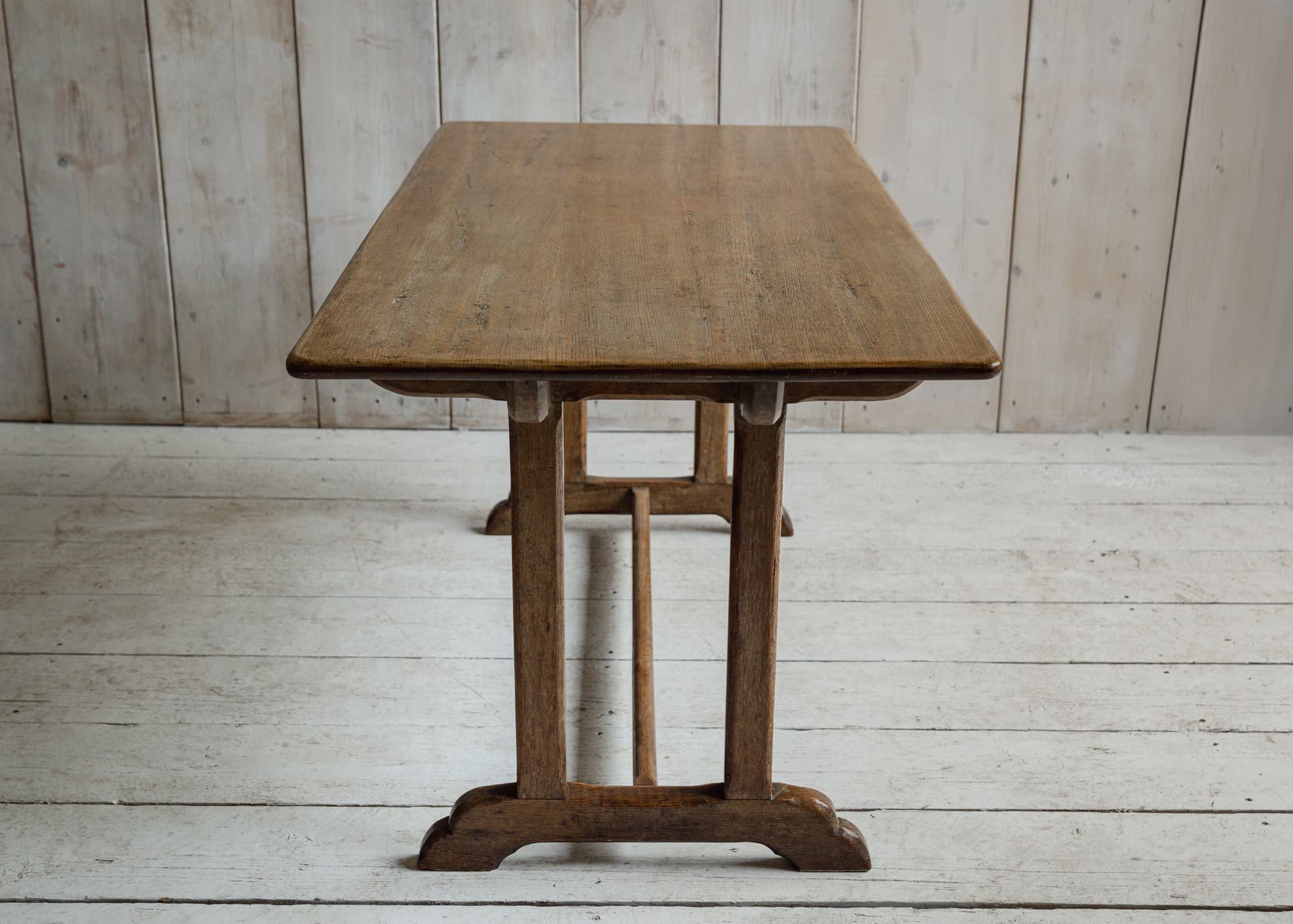 Mid 20th Century Limed Oak Refectory Table / Desk