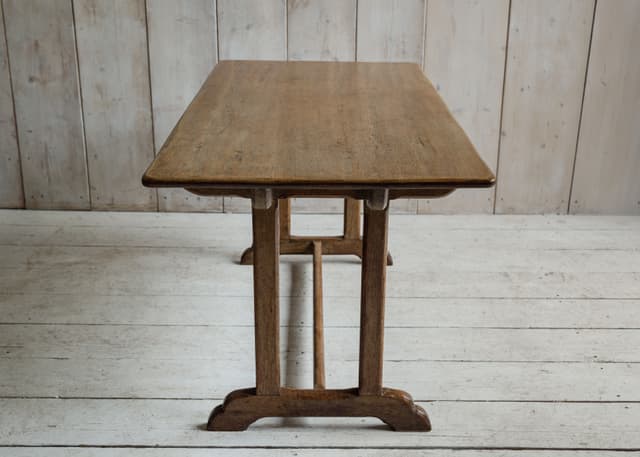 Mid 20th Century Limed Oak Refectory Table / Desk