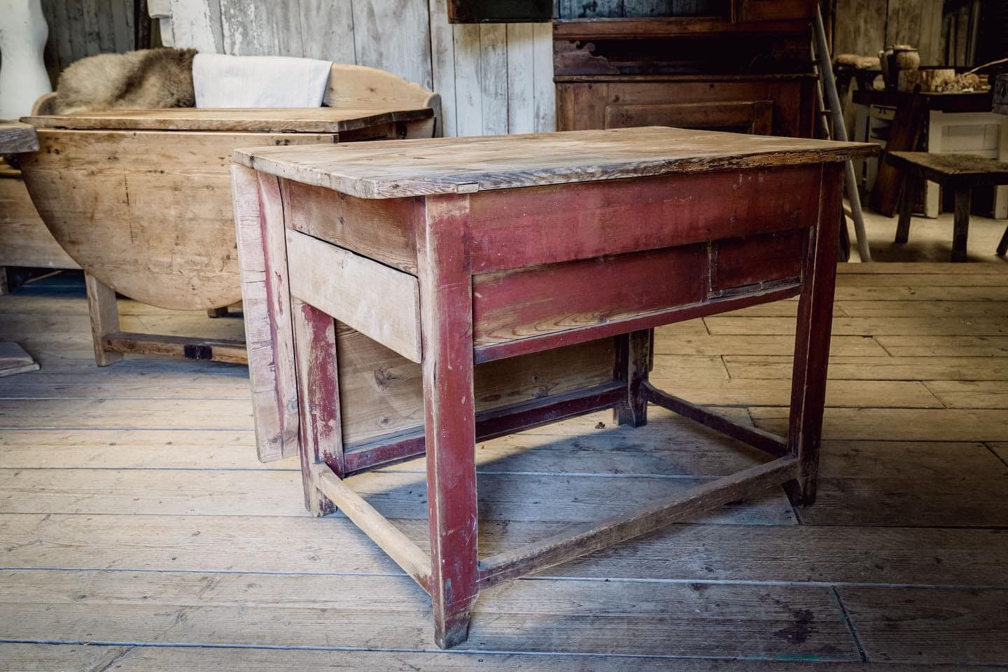 An 18th Century Swedish Slagbord Table in Original Paint