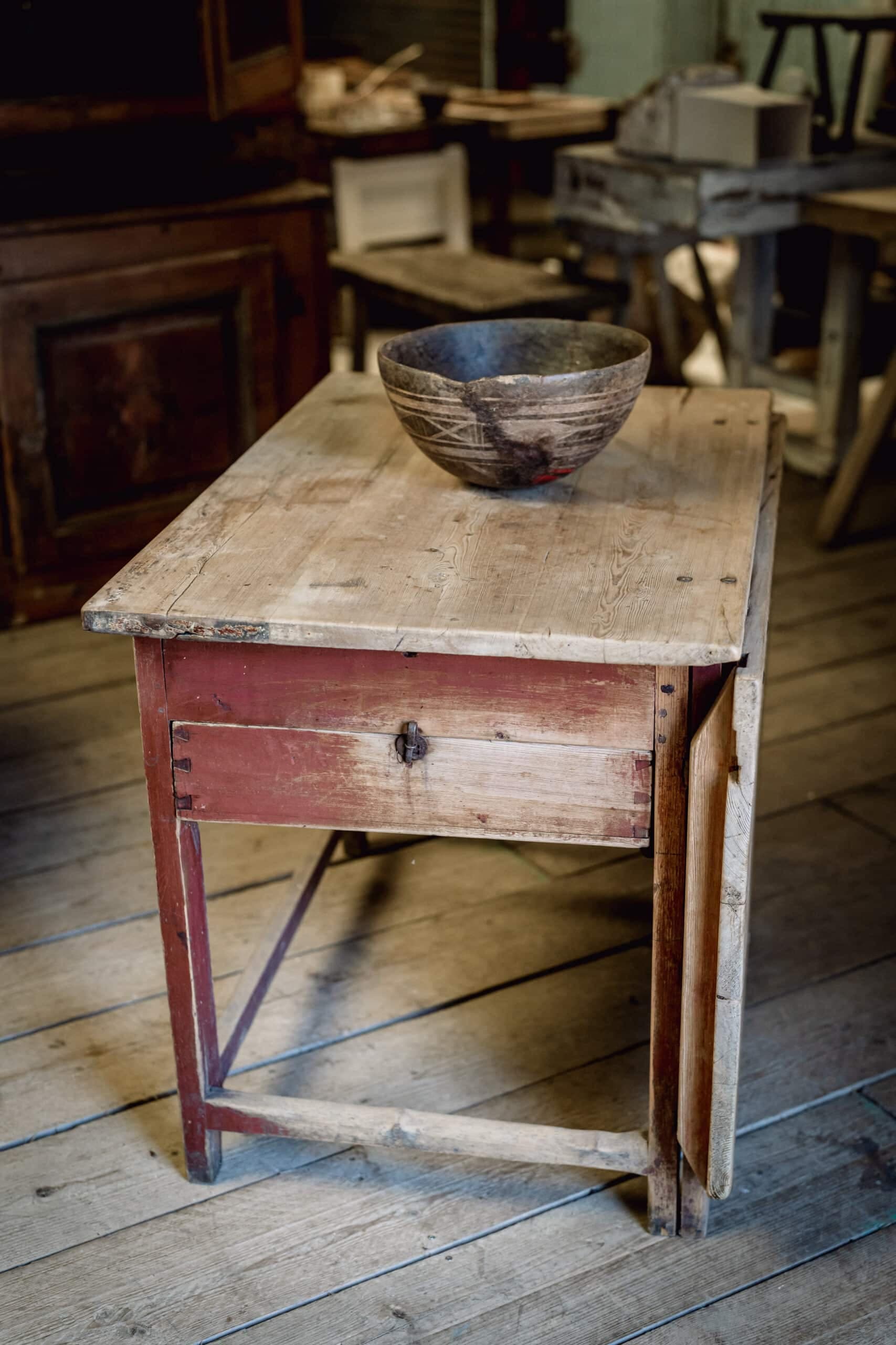 An 18th Century Swedish Slagbord Table in Original Paint