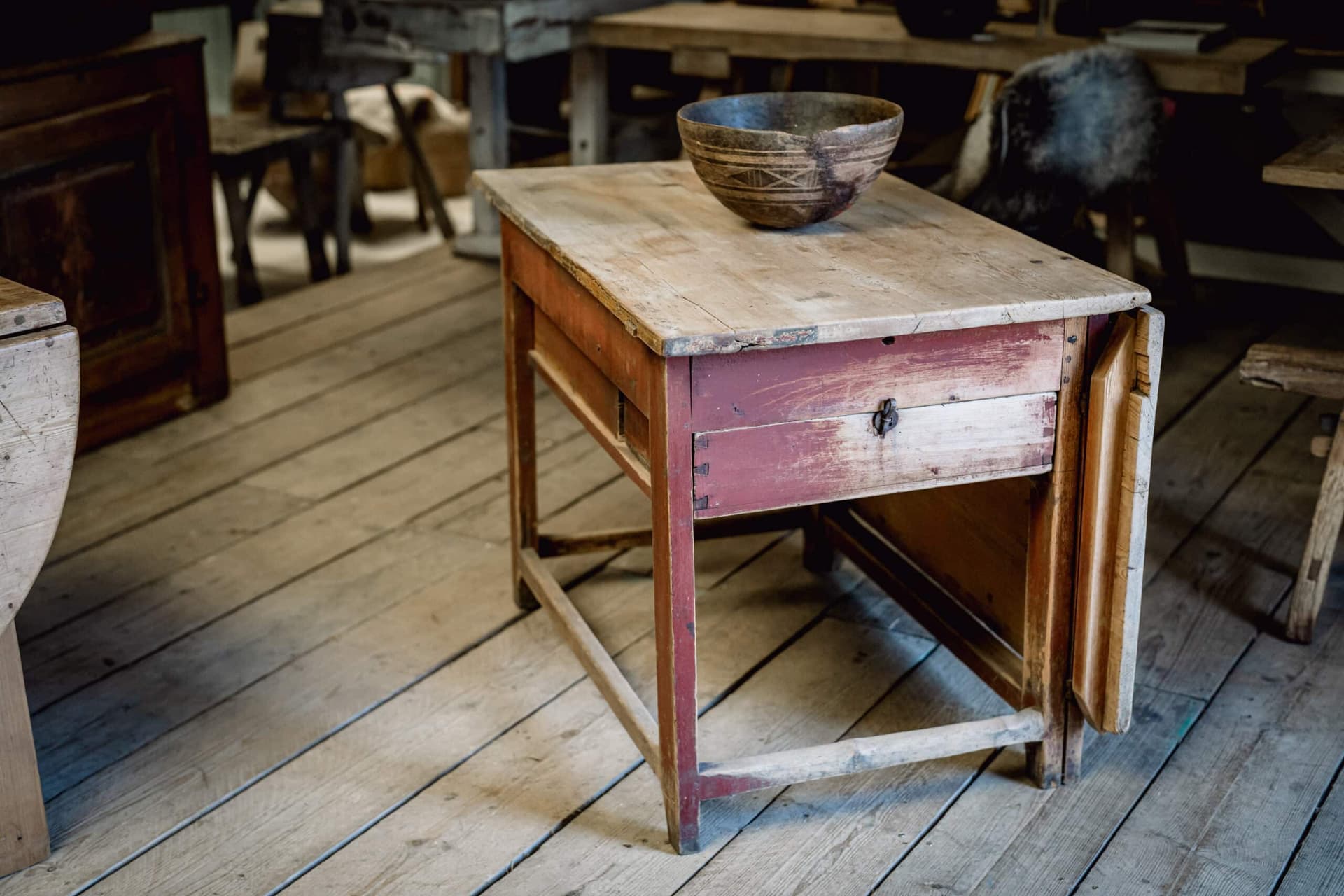 An 18th Century Swedish Slagbord Table in Original Paint