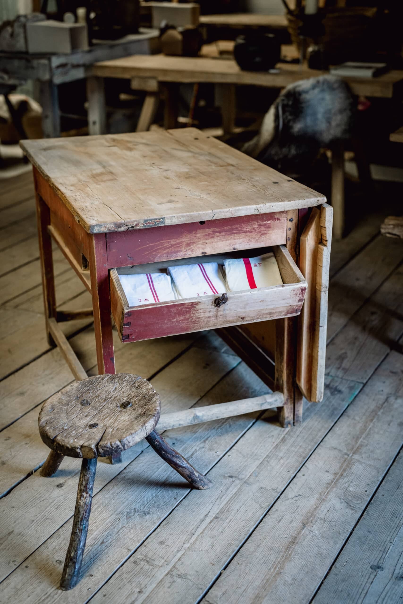 An 18th Century Swedish Slagbord Table in Original Paint