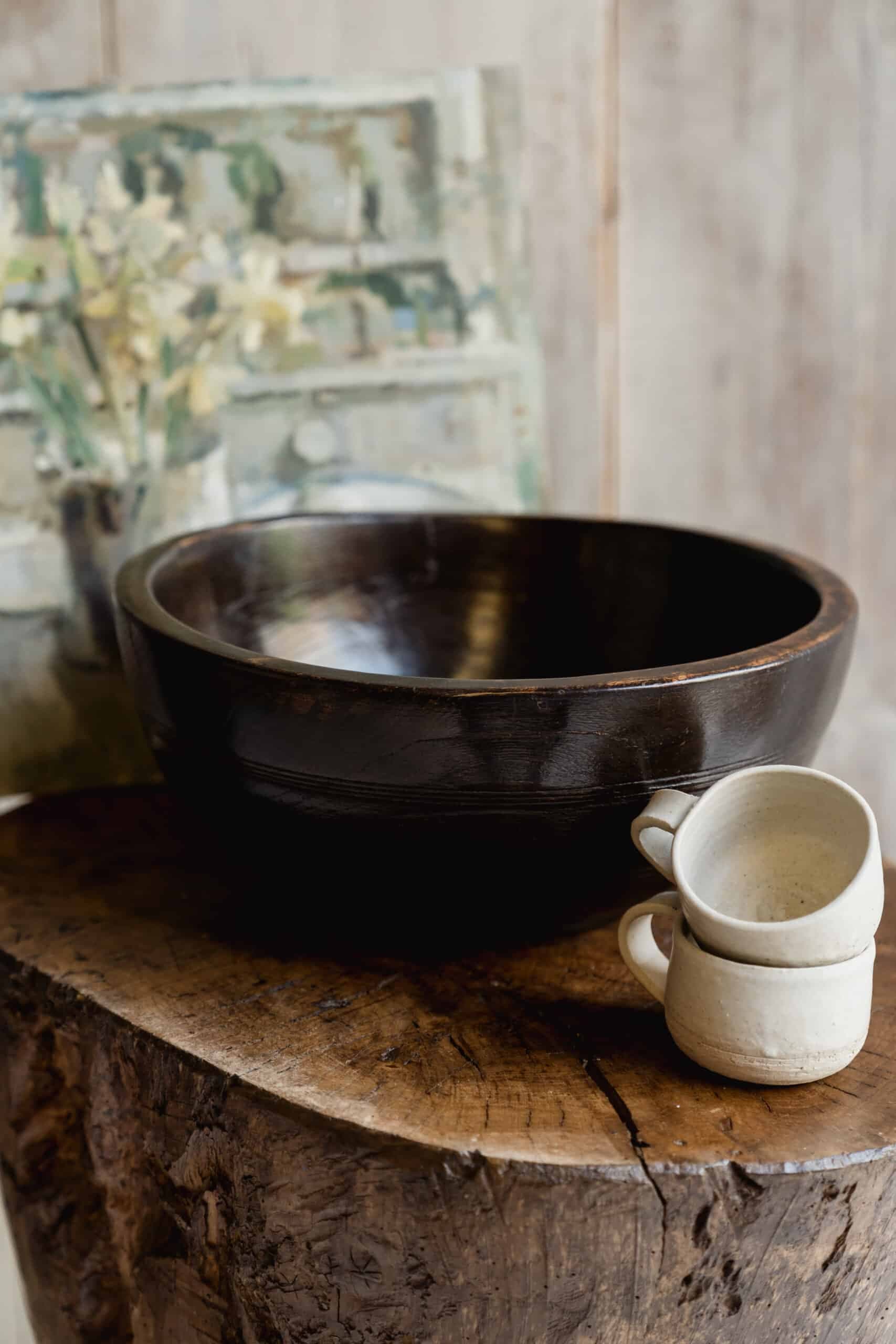 An Exceptional  Large Turned Welsh Dairy Bowl in Elm