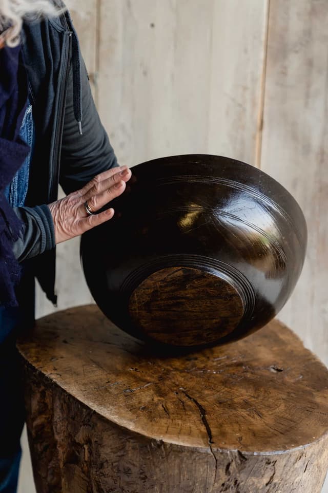 An Exceptional  Large Turned Welsh Dairy Bowl in Elm