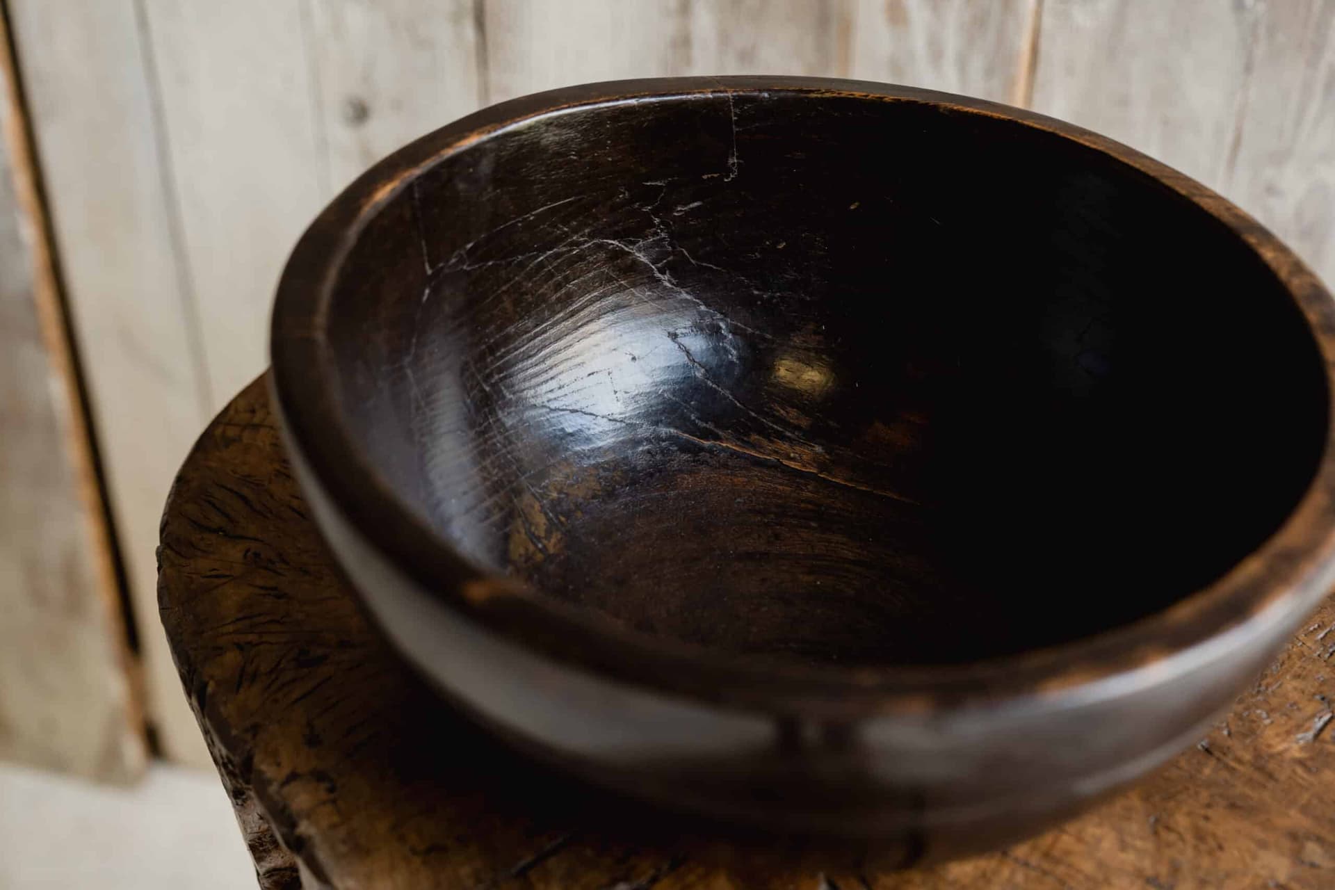 An Exceptional  Large Turned Welsh Dairy Bowl in Elm