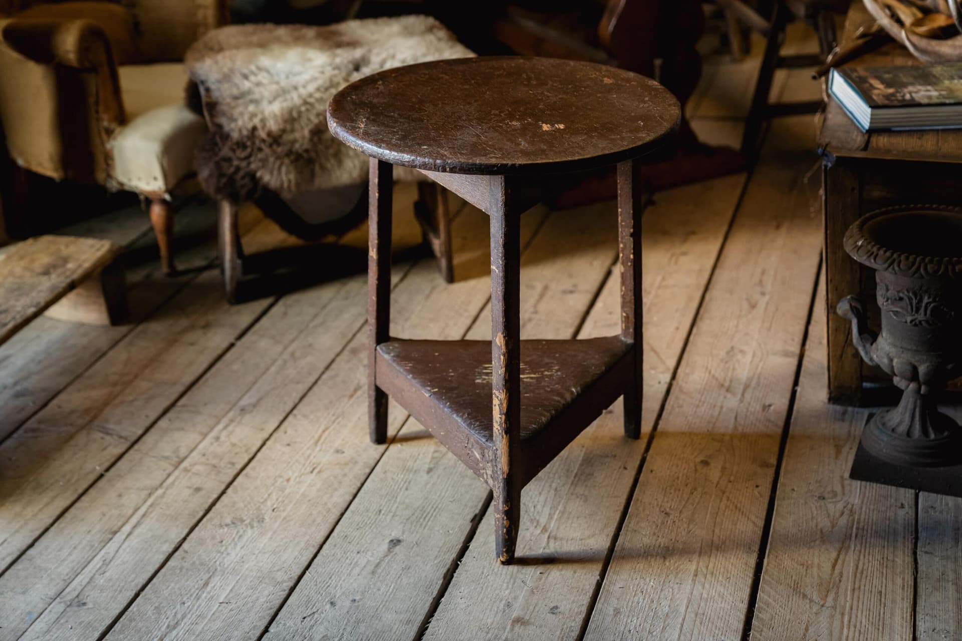 Antique Pine Welsh Cricket Table