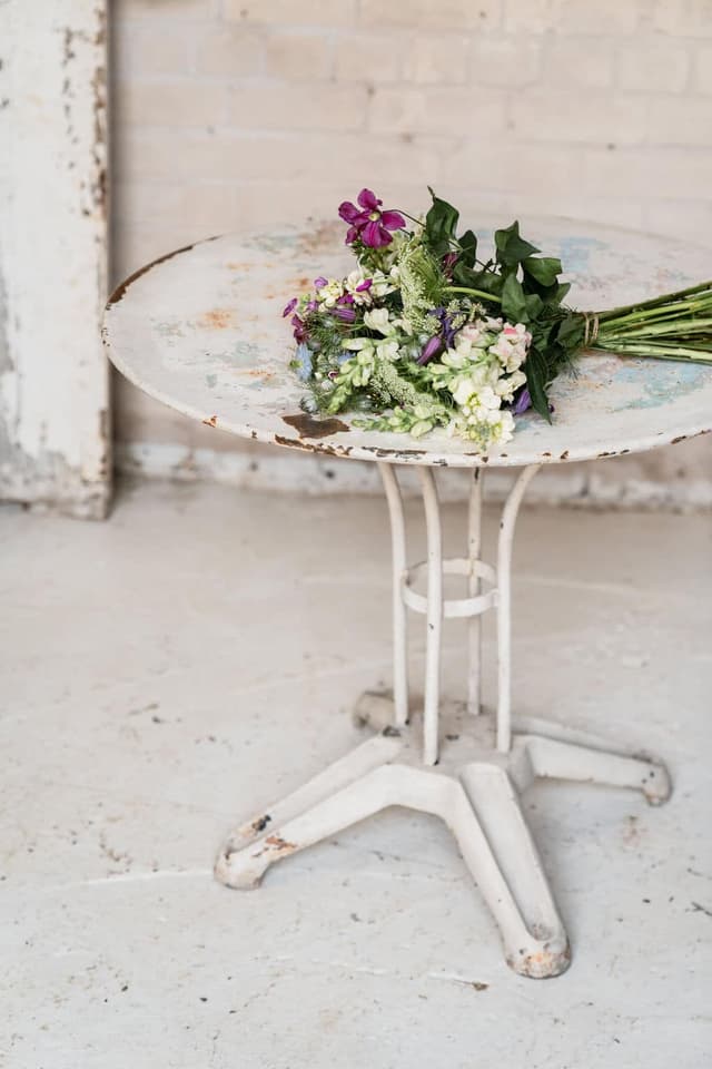 A Pretty French White Cast Iron Garden Table  