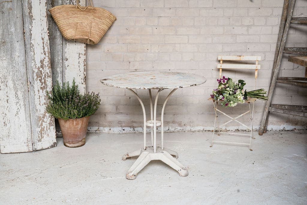 A Pretty French White Cast Iron Garden Table  