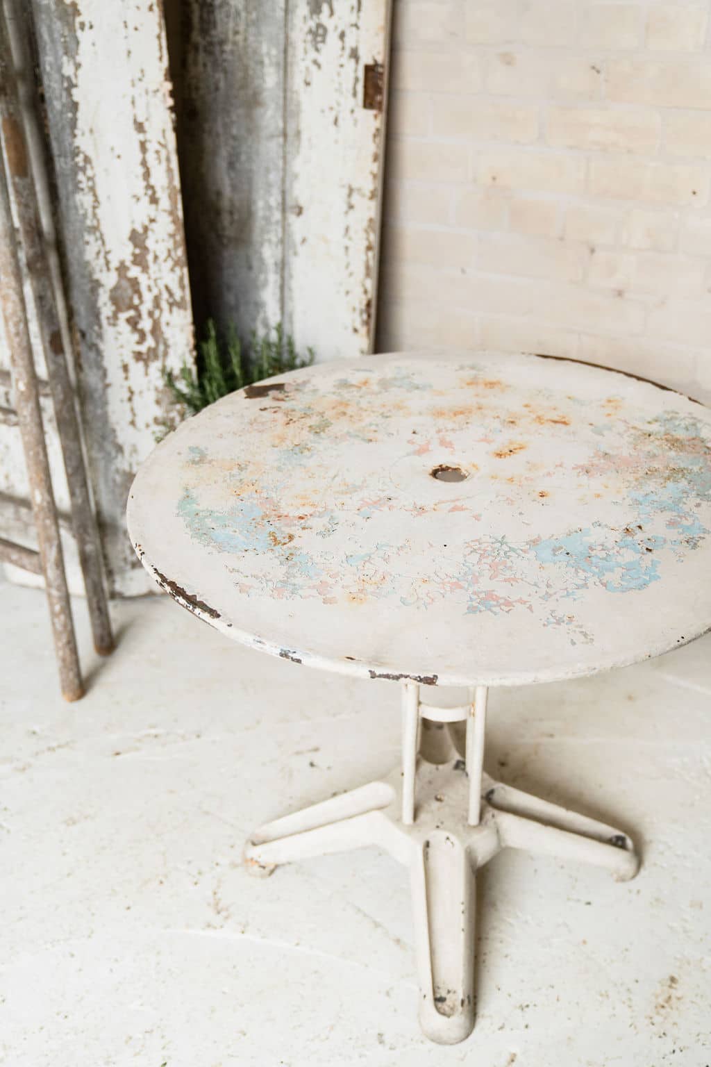 A Pretty French White Cast Iron Garden Table  