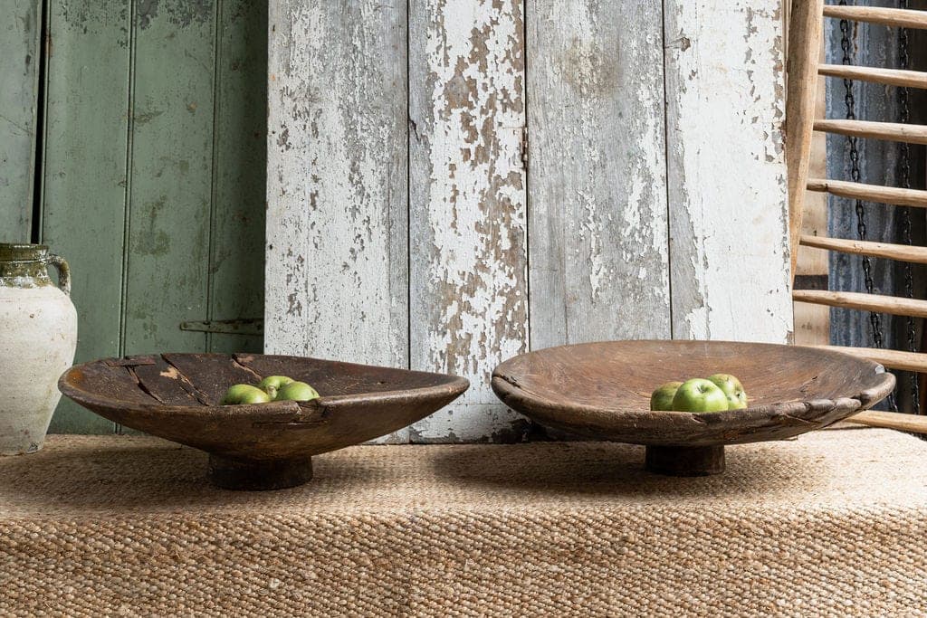 A Large Pair of Incredible Wabi Sabi Primitive Bowls