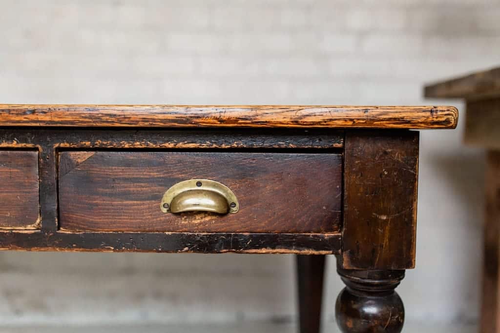 Late 19th Century Scrubbed Oak Library Table with Three Drawers