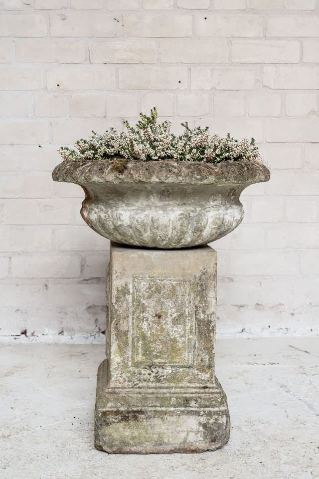 An Old Mossy Urn and Plinth - Patina Heaven