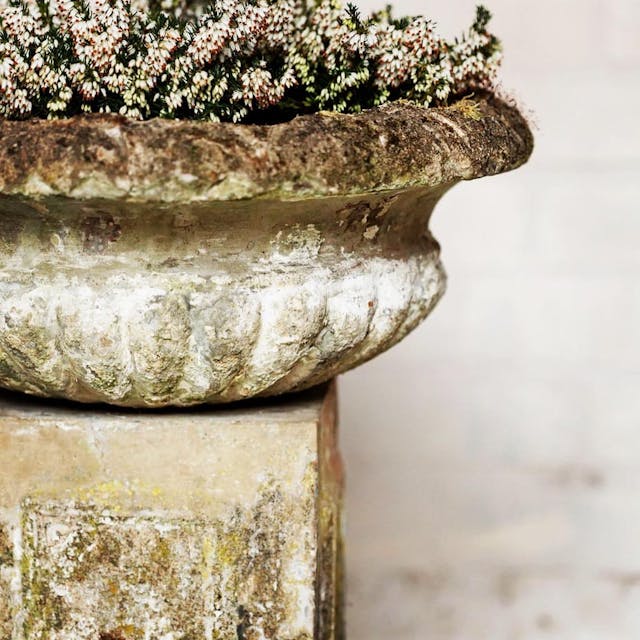 An Old Mossy Urn and Plinth - Patina Heaven