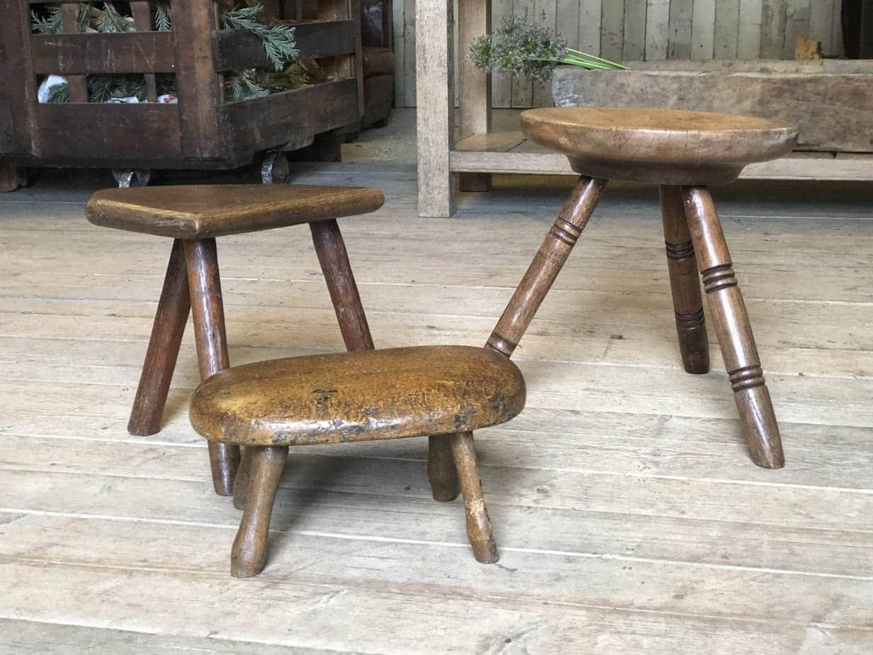 Pretty 19th Century Welsh Dairy Stool Made in Elm and Ash