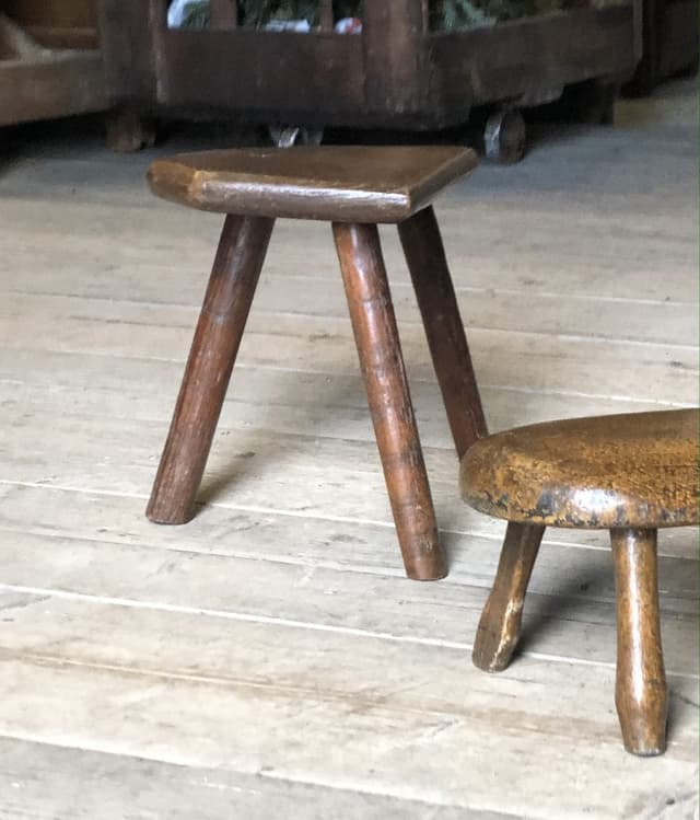 Pretty 19th Century Welsh Dairy Stool Made in Elm and Ash