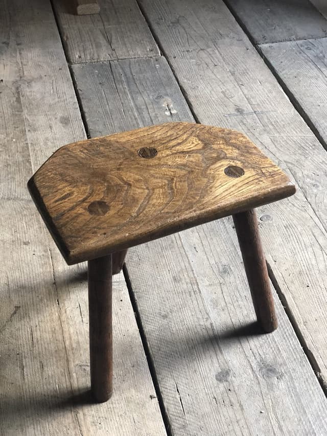 Pretty 19th Century Welsh Dairy Stool Made in Elm and Ash