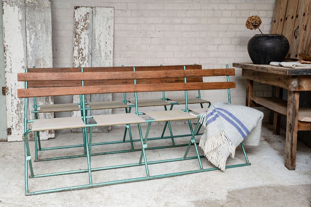 Vintage Foldaway Cricket Pavilion Benches