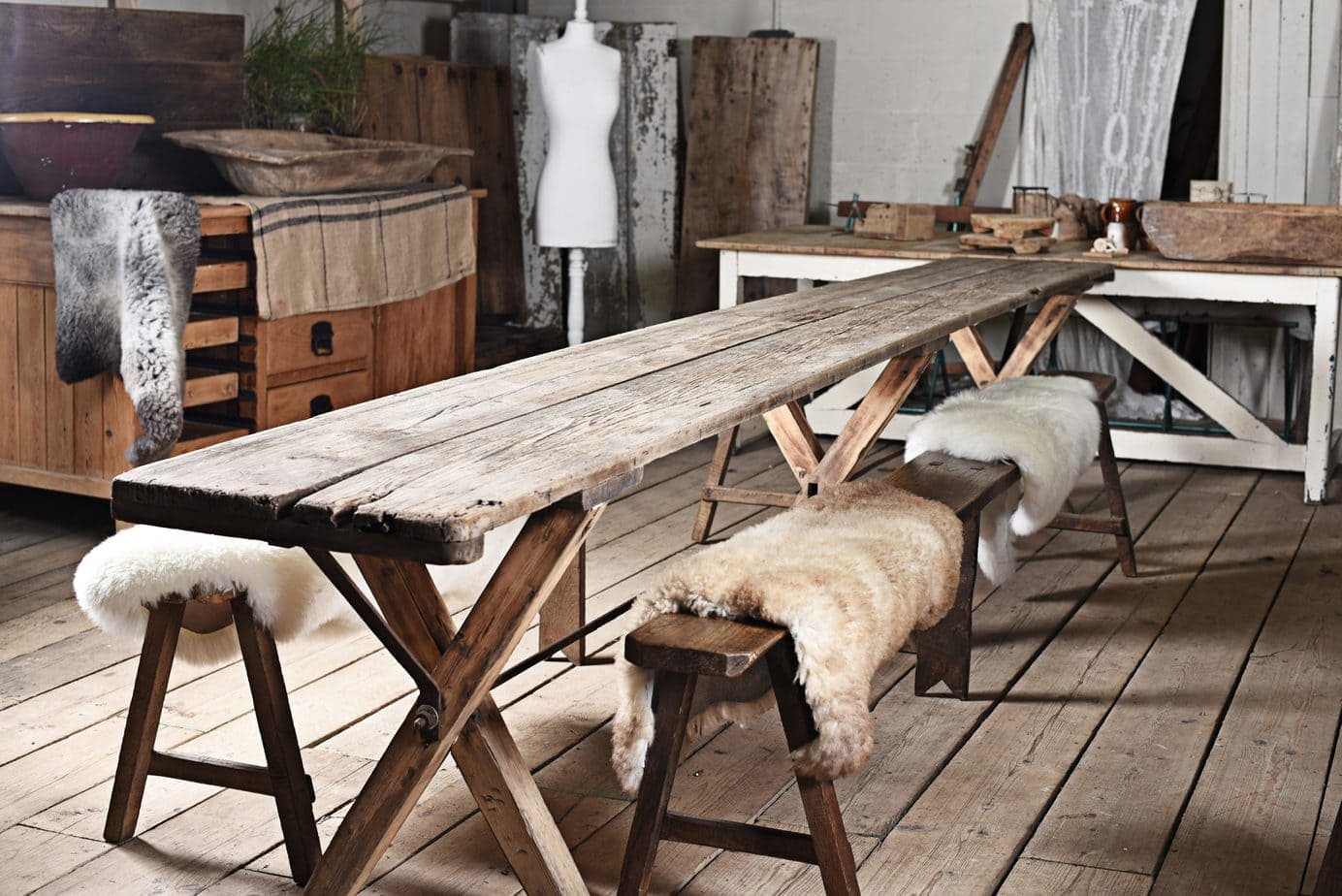 Exceptional French Bleached Oak Dining Table