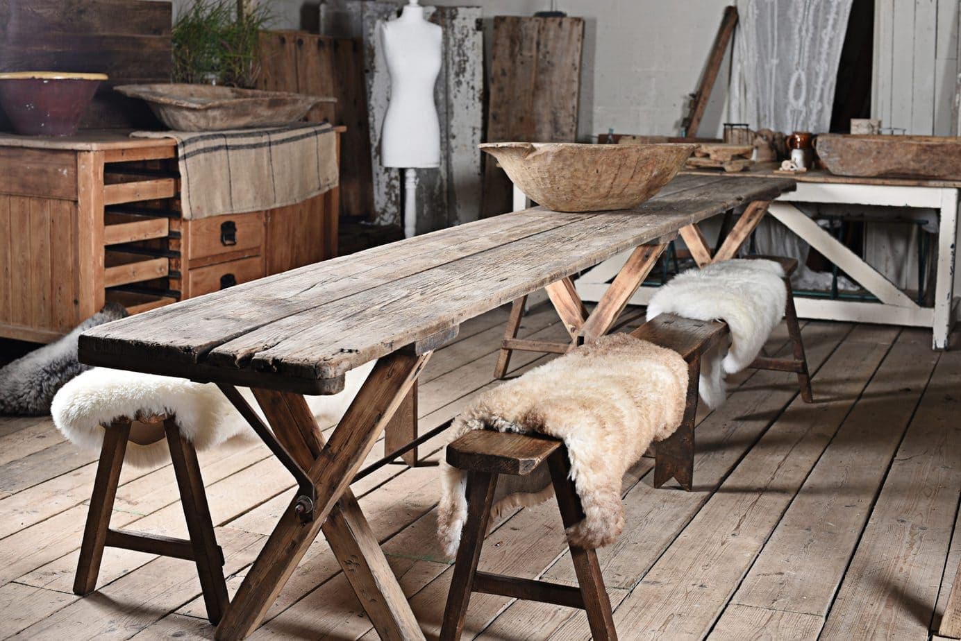 Exceptional French Bleached Oak Dining Table