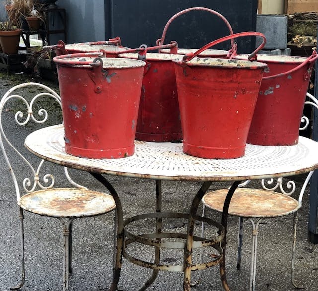 Vintage Red Fire Buckets