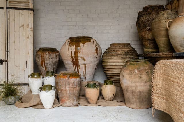 Antique Green Glazed Terracotta Pots