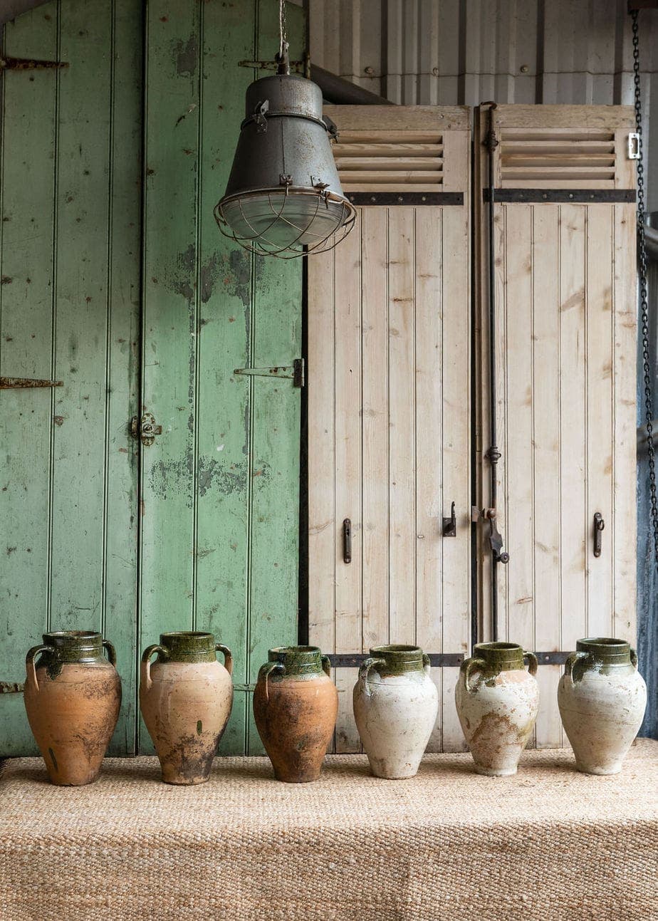 Antique Green Glazed Terracotta Pots