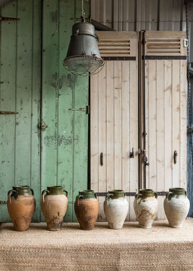 Antique Green Glazed Terracotta Pots