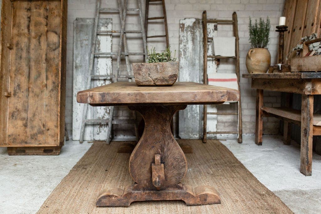 Primitive French, Solid Oak Monastery Table