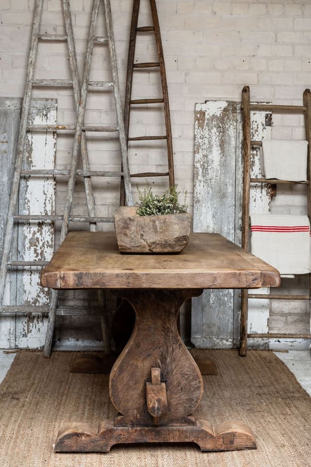 Primitive French, Solid Oak Monastery Table