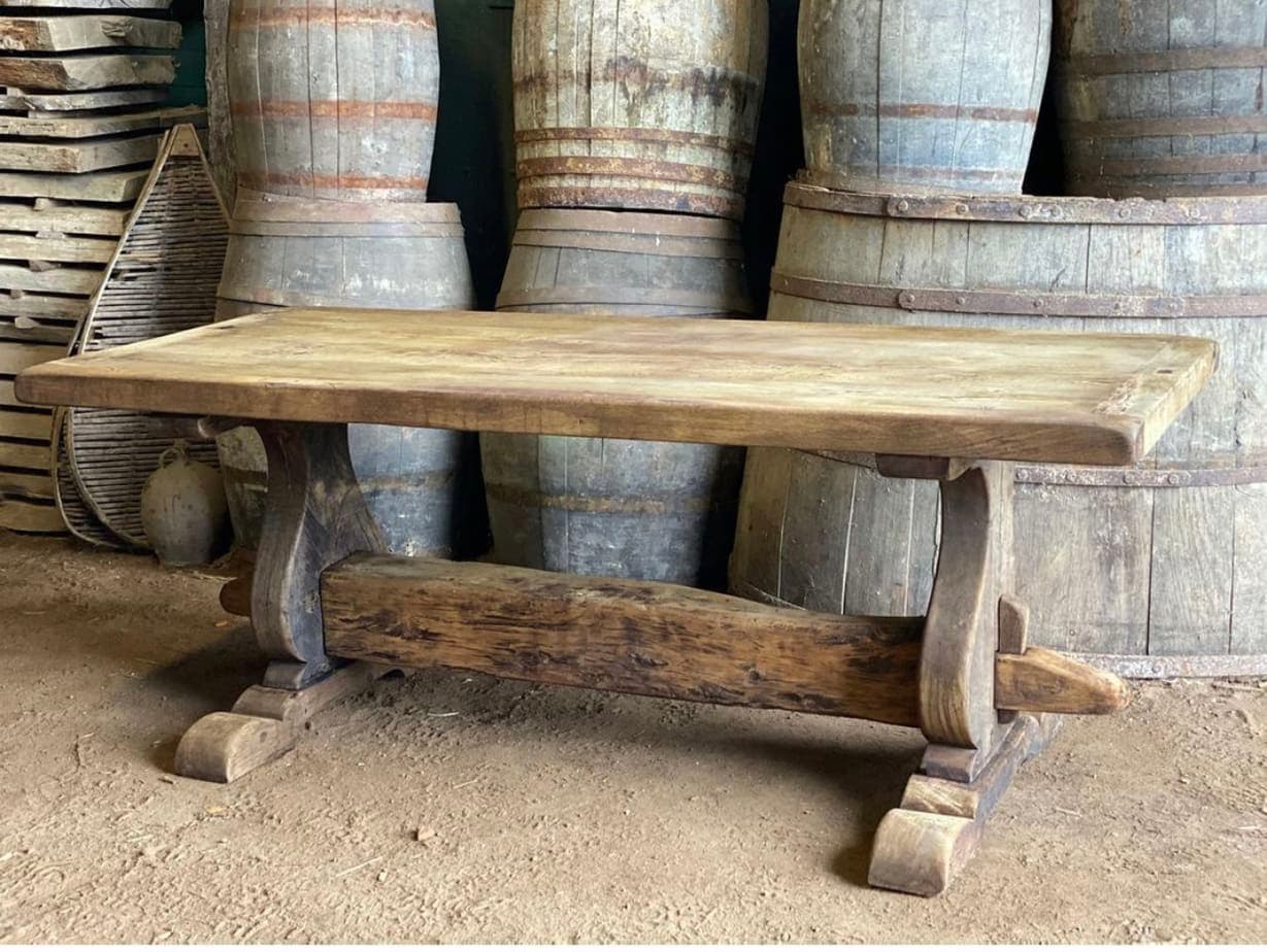 Primitive French, Solid Oak Monastery Table