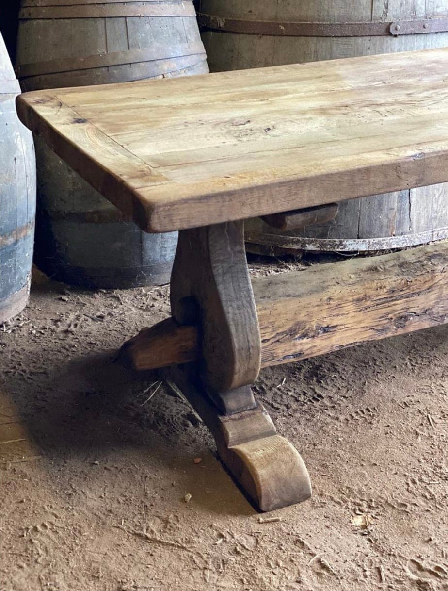 Primitive French, Solid Oak Monastery Table