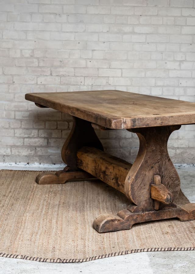 Primitive French, Solid Oak Monastery Table