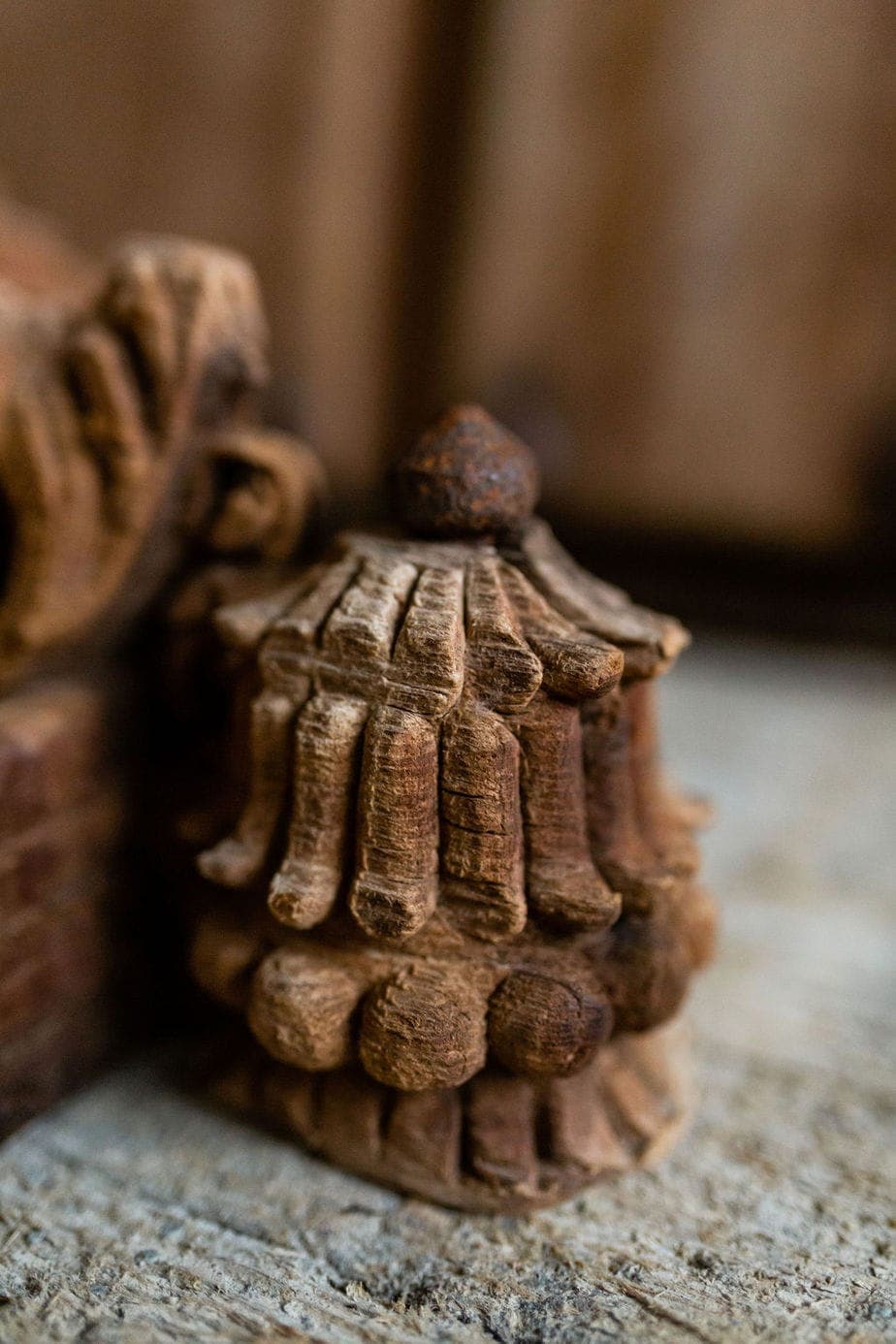 Carved Architectural Corbell Wall Lights with Pale Irish Linen Shades