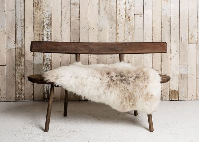 Primitive European Bench with Curved Lines