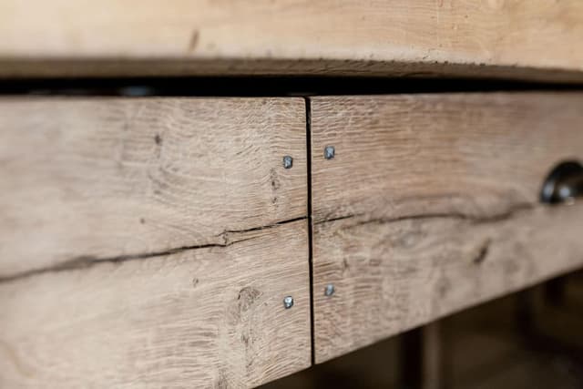 Maple Butcher's Block with a Handcrafted Two Drawer Base in Seasoned Oak