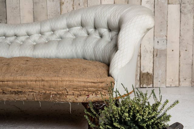 19th Century Curvaceous Sofa on Carved Cabriole Legs
