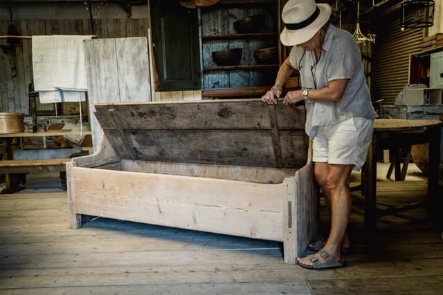 Original Pitch Pine Bench from the Jämtland area of Sweden