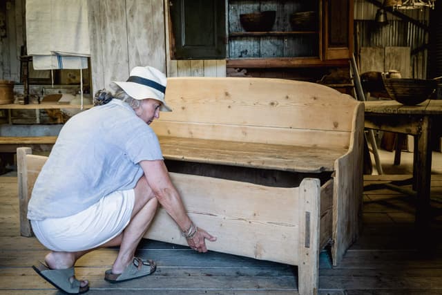 Original Pitch Pine Bench from the Jämtland area of Sweden