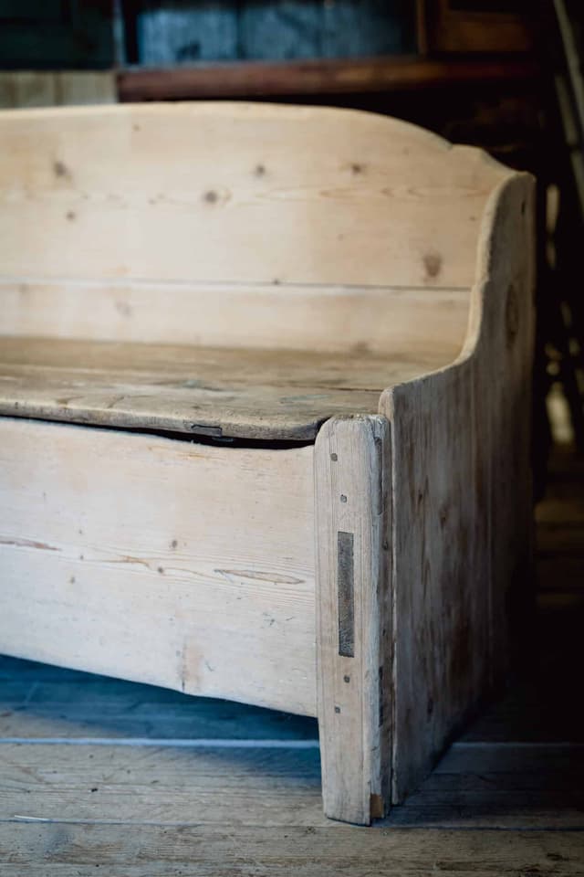 Original Pitch Pine Bench from the Jämtland area of Sweden