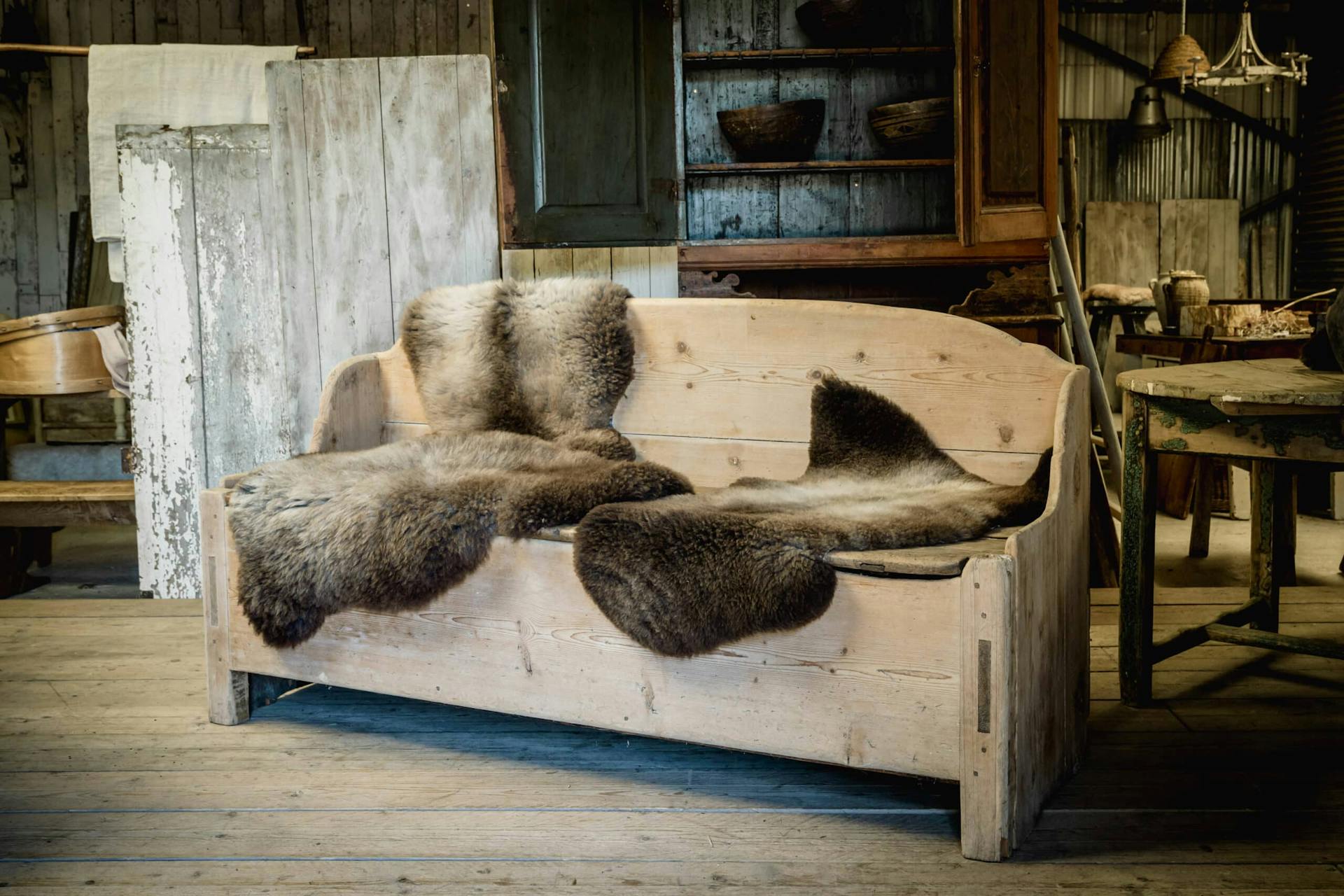Original Pitch Pine Bench from the Jämtland area of Sweden