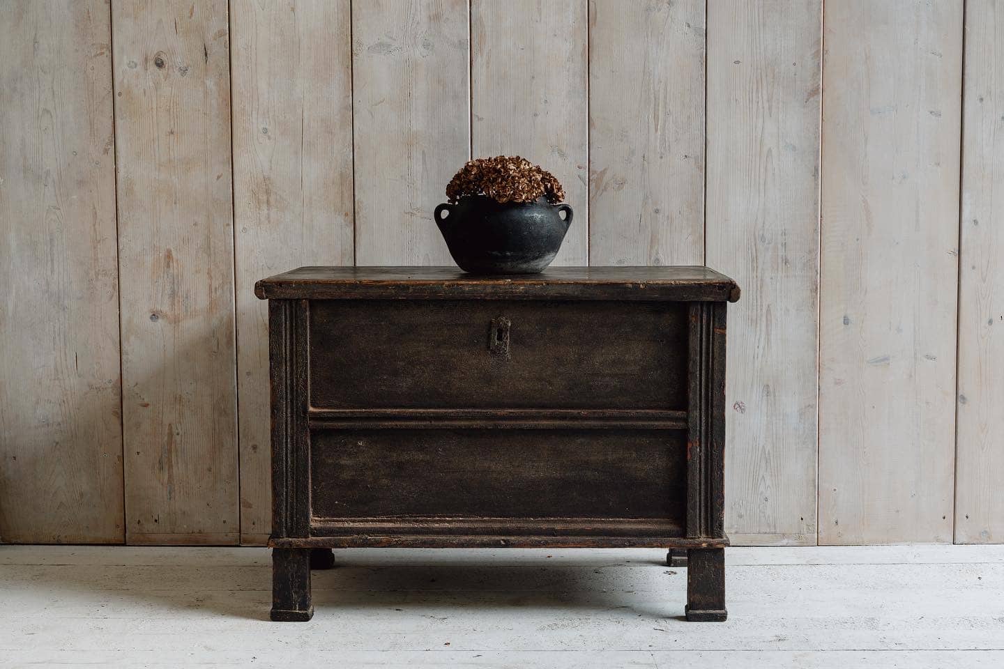 19th Century Pine Chest in the Original Scumbled Paint