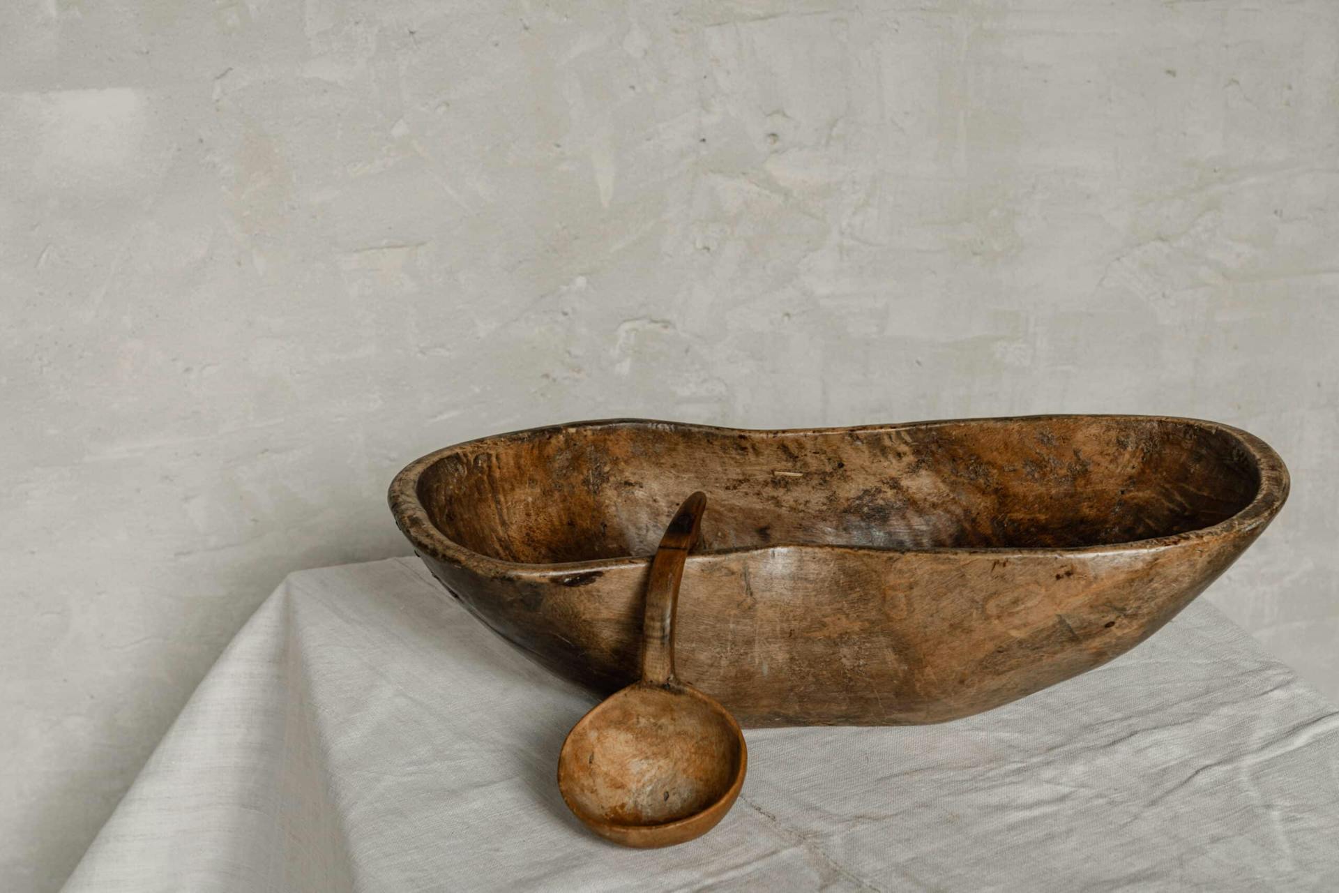 A Rare Dugout 19th Century Swedish Folk Art Root Bowl