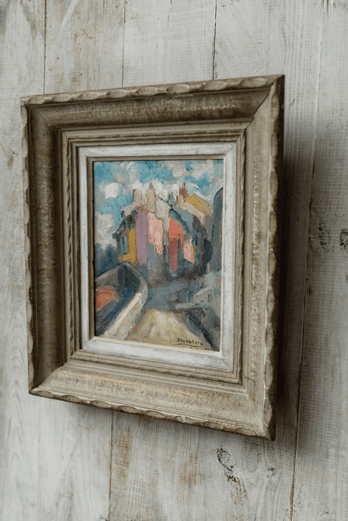 Mid-Century French Impressionist Oil on Board by Muratore - Provençal Village Scene