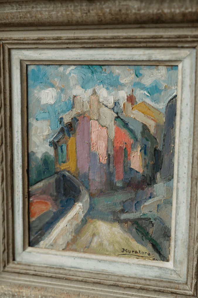 Mid-Century French Impressionist Oil on Board by Muratore - Provençal Village Scene