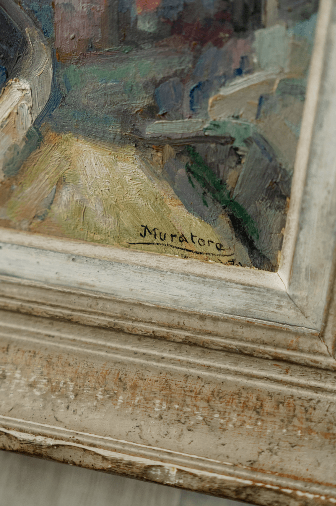 Mid-Century French Impressionist Oil on Board by Muratore - Provençal Village Scene