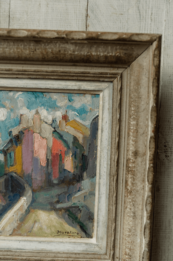 Mid-Century French Impressionist Oil on Board by Muratore - Provençal Village Scene